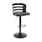 Armen Living Khalia Adjustable Swivel Gray Faux Leather and Black Wood Bar Stool with Black Base LCKHBABLGR - alternate 1